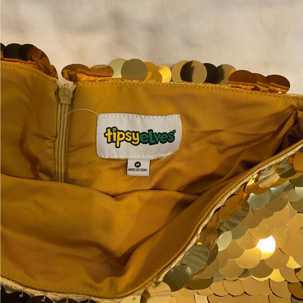NWT Tipsy Elves size medium gold paillette skirt